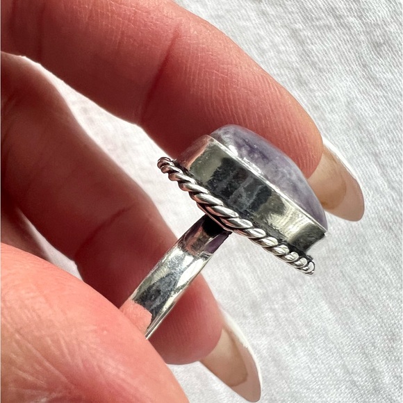 925 Third Eye Lepidolite Heart ❤️ Ring 10.75 - Picture 6 of 10
